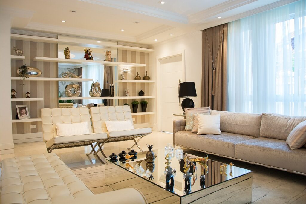 A serene and beautifully decorated living room representing a blissful home.