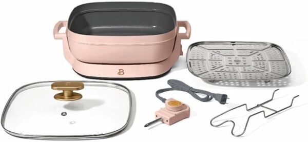 Electric Skillet with Transparent Lid for Perfect Cooking.