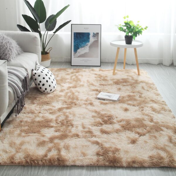 Fluffy Faux Fur Rug Carpet Creating Warm Cozy Space.