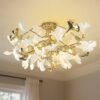 Modern ceramic chandelier with LED-compatible lights for elegant illumination.