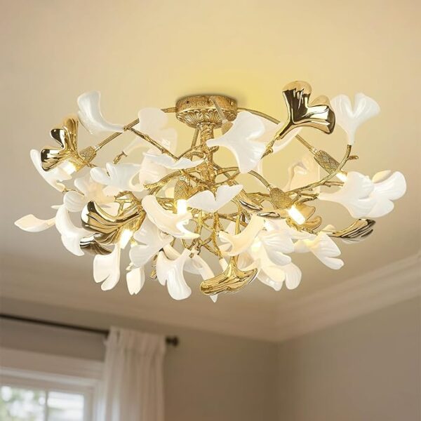 Modern ceramic chandelier with LED-compatible lights for elegant illumination.
