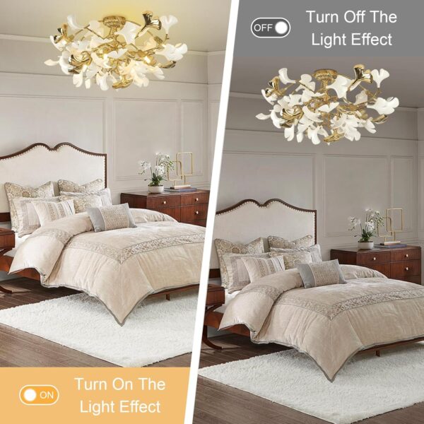 Designer ceramic chandelier with warm glow for bedrooms and foyers.