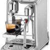 Premium stainless steel espresso machine with milk frother for home use.