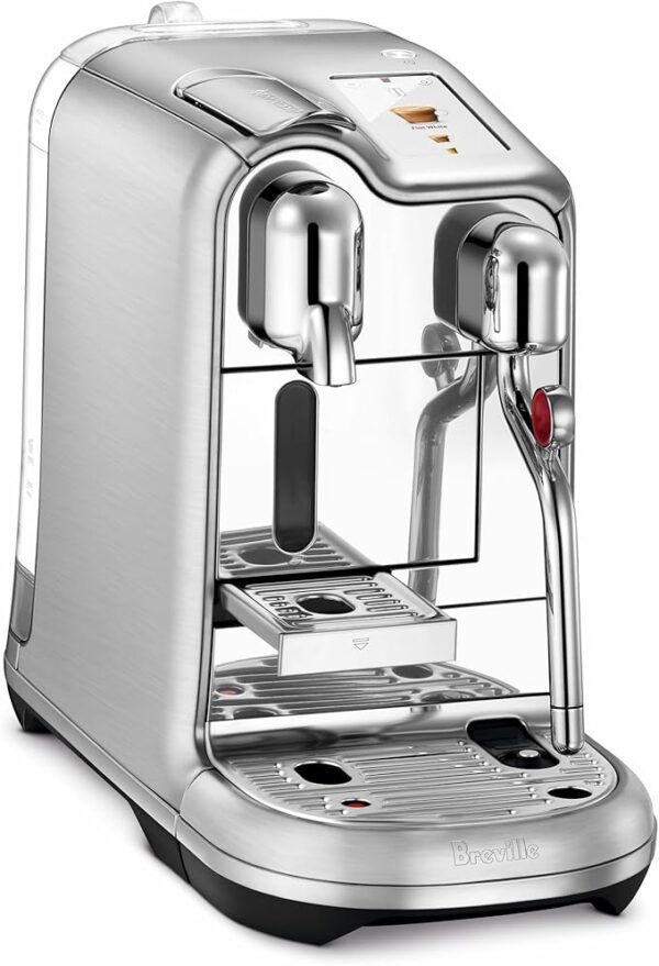Energy-efficient espresso machine with sleek modern design.