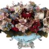 Elegant artificial flower vase with lifelike roses for home decor