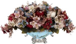 Elegant artificial flower vase with lifelike roses for home decor