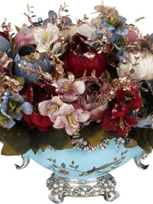 Elegant artificial flower vase with lifelike roses for home decor