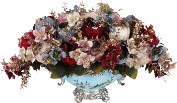 Elegant artificial flower vase with lifelike roses for home decor