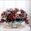 Elegant artificial flower vase with lifelike roses for home decor