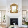 Antique gold mirror with ornate vintage frame for home decor