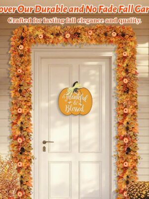 Lifelike artificial maple leaves in yellow and orange for Thanksgiving and fall decorations.