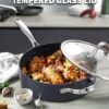 Healthy low-oil cooking with nonstick sauté pan and lid.
