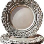 Grace antique silver plates with embossed rim, perfect for elegant dining and luxury decor.