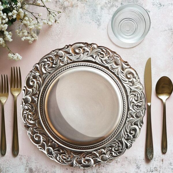 Collectible Grace antique silver plates ideal for weddings, festive occasions, and formal dining.