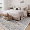 Designer rug for upscale modern living room decor.