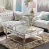 Decorative square coffee table with mirror