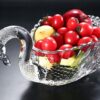 GlassyGrace Swan Bowl – elegant swan-shaped transparent glass fruit bowl for modern home decor.