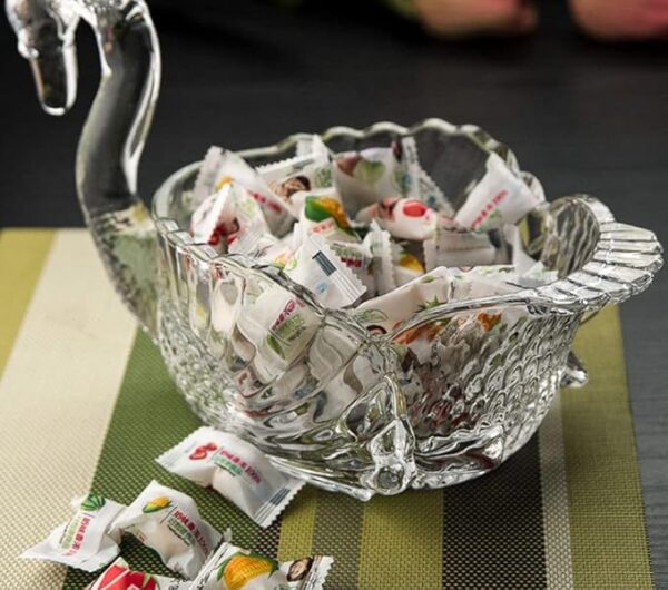 Luxury glass swan bowl centerpiece for coffee tables, dining rooms, and living room decoration.