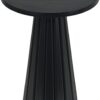 Modern small pedestal side table with fluted base and textured black finish, perfect for living room or bedroom decor.
