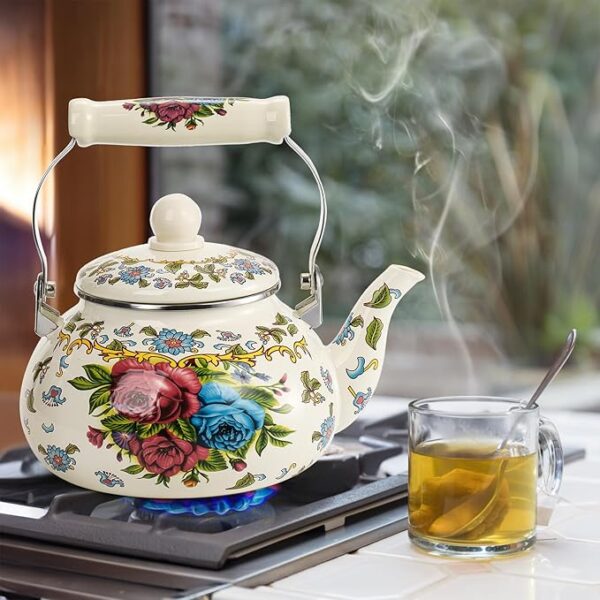 Luxury enamel tea kettle – durable, stylish, and easy to clean.
