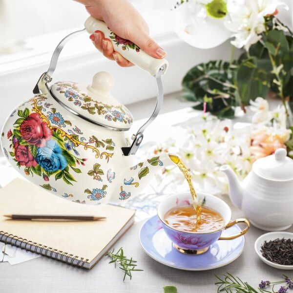 Glossy enamel tea kettle – perfect kitchen essential for tea & coffee lovers