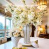 Modern white and gold ceramic flower vase for living room