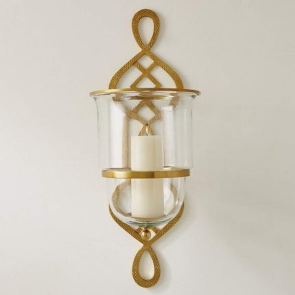 Grand Fret Hurricane-Gold – Luxury Golden Fretwork Hurricane Lamp with Glass for Elegant Home Decor & Festive Ambiance.