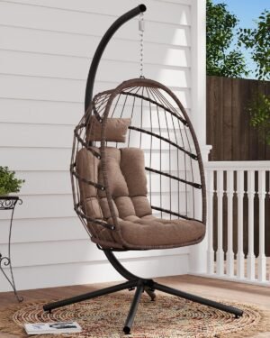 Luxury Hanging Egg Chair with Stand Grey