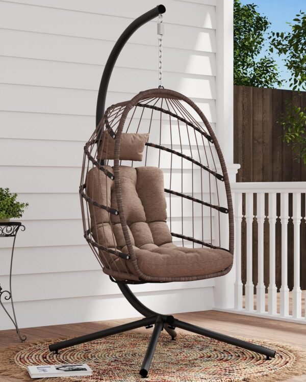 Luxury Hanging Egg Chair with Stand Grey
