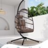 Outdoor Wicker Hanging Swing Chair Grey