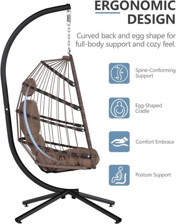 Elegant Grey Hanging Chair with Stand