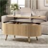 Oval Lift Top Coffee Table with Storage for Living Room
