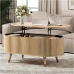 Oval Lift Top Coffee Table with Storage for Living Room