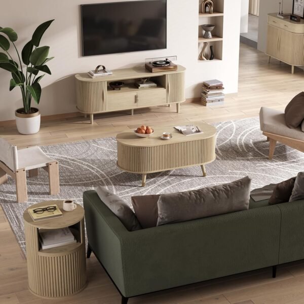 Contemporary oval lift top coffee table design