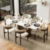 Modern Dining Table for 6-8 with a matte white sintered stone top
