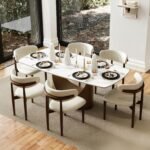 Modern Dining Table for 6-8 with a matte white sintered stone top