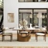 Matte white sintered stone tabletop on a modern dining table
