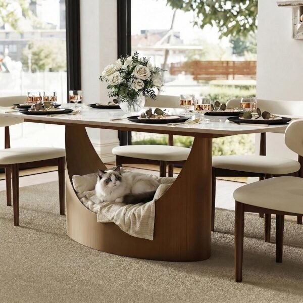 Contemporary matte white sintered stone dining table