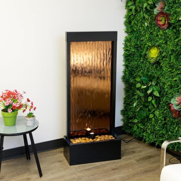 LED Mirror Waterfall Floor Fountain