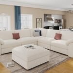 Luxury cloud sectional modular sofa with deep seating in a modern living room.
