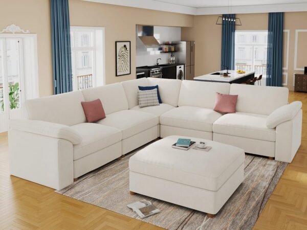Modern cloud sectional modular sofa with a spacious contemporary design.