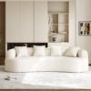 Oversized cream white boneless chenille sofa front view