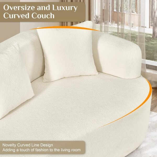 Modern curved couch with soft chenille upholstery
