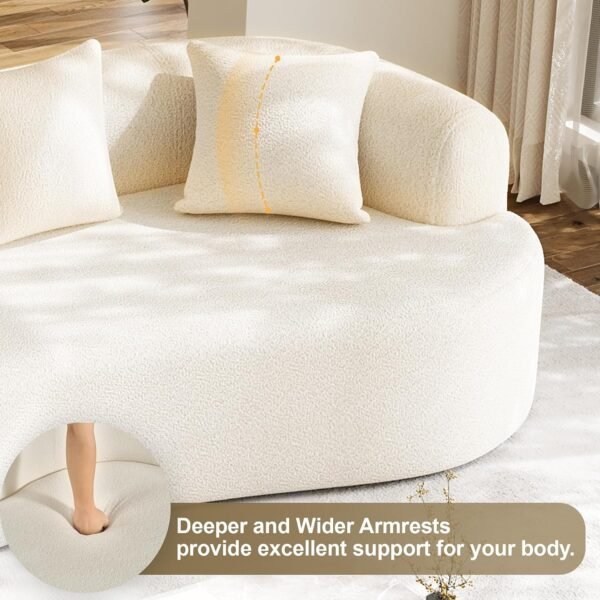 Cream white 4 seater curved living room sofa
