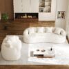 Oversized chenille couch with curved silhouette